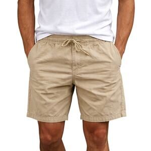 Hollister Men’s 32 Shorts Khaki Elastic Waist Drawstring 7" Inseam